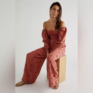 NWOT Free People Dahlia Embroidered Jumpsuit, size Small